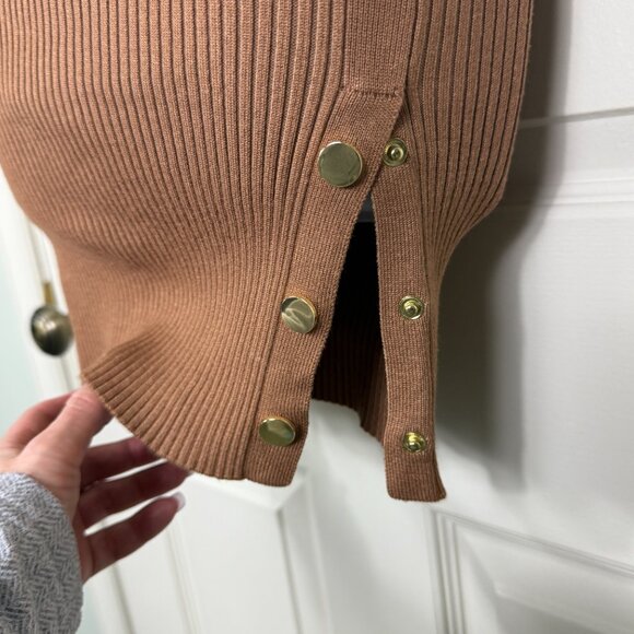 Fez Side Snap Sweater Dress – Macchiato Brown (XS) - Picture 3 of 4